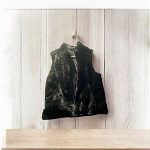 Women's Reversible Black Faux Fur Vest